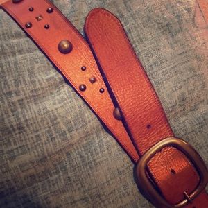 Light Brown studded leather belt